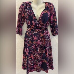 Rabbit Rabbit Rabbit Boho Floral Wrap Dress in Pink and Purple